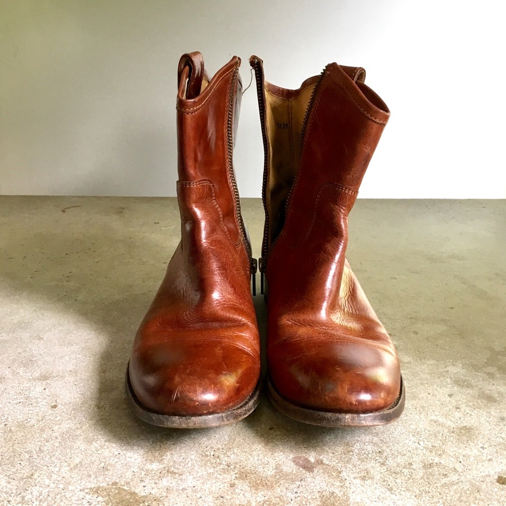 Frye cropped brown leather boots